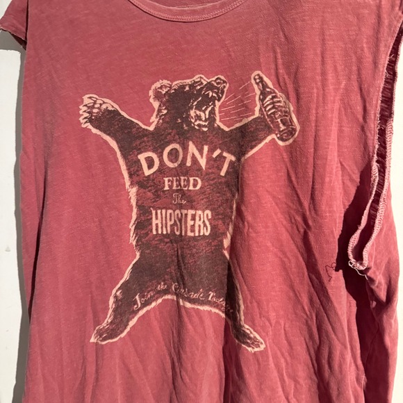 Lucky Brand Graphic Dont Feed The Hipster Mens Medium 100% Cotton Sleeveless - Picture 2 of 4